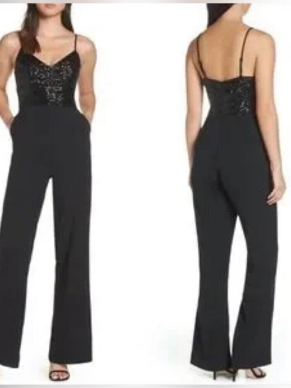 Eliza J Black Sequin Evening Jumpsuit